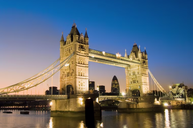 Tower Bridge at dusk London England